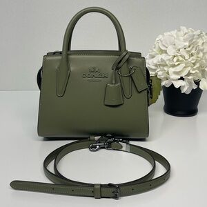 Coach Andrea Carryall 2way Refined Calf Leather Bag in Military Green  CP081 NWT